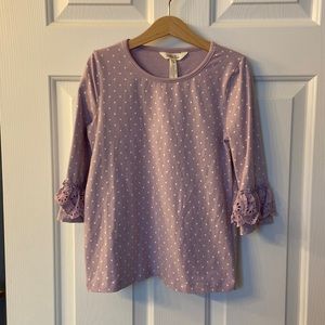 EUC Matilda Jane Purple and White Polka Dot Top